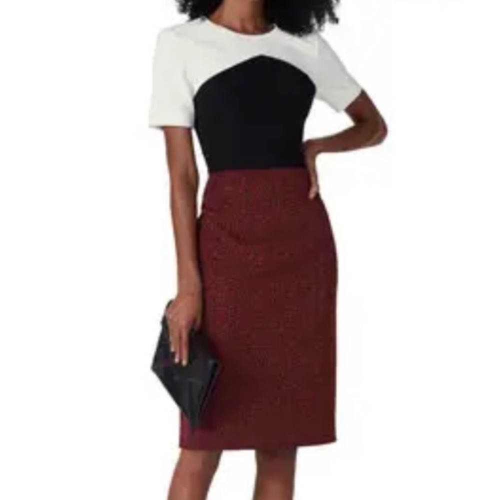 Jason Wu Collective Red Jacquard Colorblock Dress size 10
